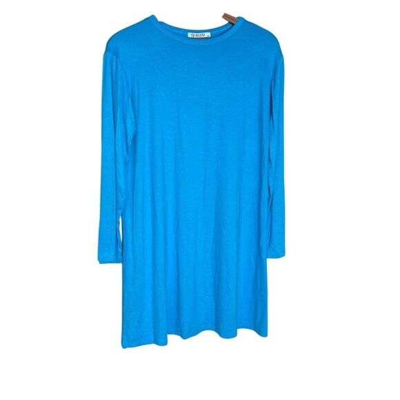 Guzel NWT Long Sleeve Stretch Casual Pullover Mini Tunic Dress Blue Size XXL - Picture 2 of 8